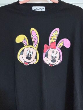 Disney Lollipop Mickey & Minnie Bunny Ears Easter T-Shirt - Women's M